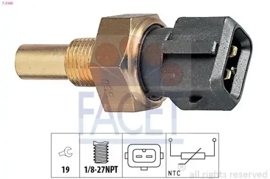 Sensor, Kühlmitteltemperatur FACET 7.3165 Bild Sensor, Kühlmitteltemperatur FACET 7.3165