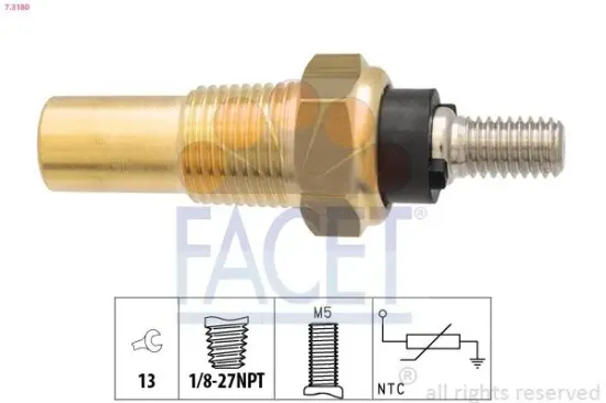 Sensor, Kühlmitteltemperatur FACET 7.3180 Bild Sensor, Kühlmitteltemperatur FACET 7.3180