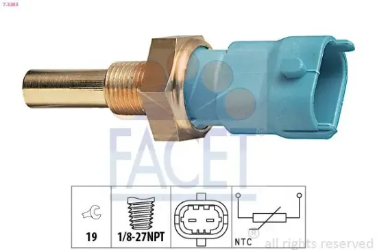 Sensor, Kühlmitteltemperatur FACET 7.3263 Bild Sensor, Kühlmitteltemperatur FACET 7.3263