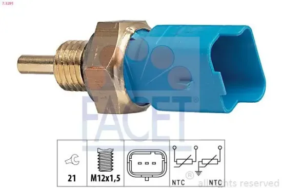 Sensor, Kühlmitteltemperatur FACET 7.3291 Bild Sensor, Kühlmitteltemperatur FACET 7.3291