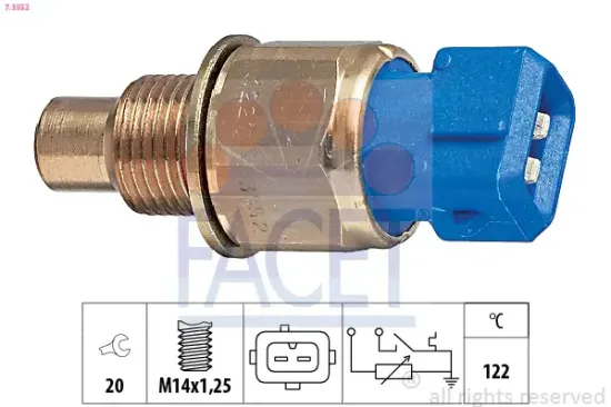Sensor, Kühlmitteltemperatur FACET 7.3552 Bild Sensor, Kühlmitteltemperatur FACET 7.3552
