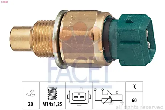 Sensor, Kühlmitteltemperatur FACET 7.3560 Bild Sensor, Kühlmitteltemperatur FACET 7.3560