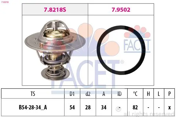 Thermostat, Kühlmittel FACET 7.8218