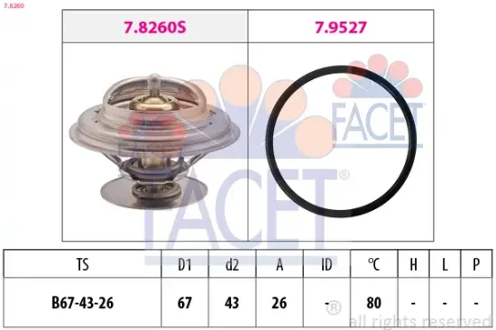 Thermostat, Kühlmittel FACET 7.8260 Bild Thermostat, Kühlmittel FACET 7.8260