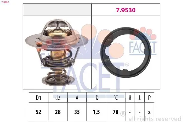 Thermostat, Kühlmittel FACET 7.8267