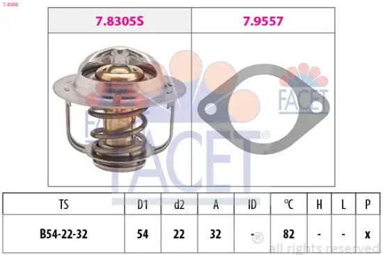 Thermostat, Kühlmittel FACET 7.8305 Bild Thermostat, Kühlmittel FACET 7.8305