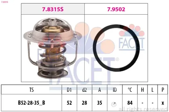 Thermostat, Kühlmittel FACET 7.8315 Bild Thermostat, Kühlmittel FACET 7.8315