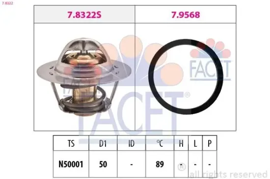 Thermostat, Kühlmittel FACET 7.8322 Bild Thermostat, Kühlmittel FACET 7.8322