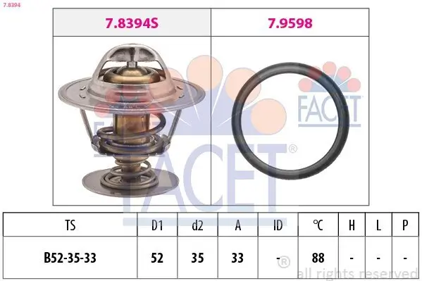 Thermostat, Kühlmittel FACET 7.8394