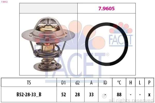 Thermostat, Kühlmittel FACET 7.8412