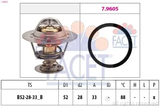 Thermostat, Kühlmittel FACET 7.8412 Bild Thermostat, Kühlmittel FACET 7.8412