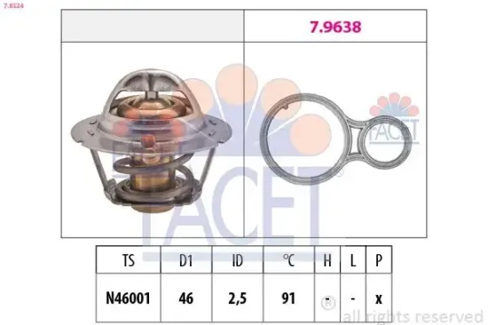 Thermostat, Kühlmittel FACET 7.8524 Bild Thermostat, Kühlmittel FACET 7.8524