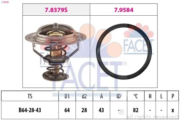 Thermostat, Kühlmittel FACET 7.8649