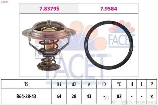 Thermostat, Kühlmittel FACET 7.8649 Bild Thermostat, Kühlmittel FACET 7.8649