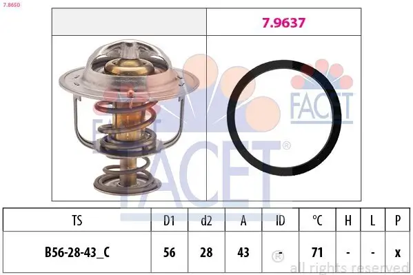 Thermostat, Kühlmittel FACET 7.8650