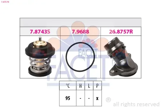 Thermostat, Kühlmittel FACET 7.8757K Bild Thermostat, Kühlmittel FACET 7.8757K