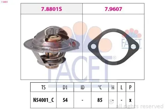 Thermostat, Kühlmittel FACET 7.8801 Bild Thermostat, Kühlmittel FACET 7.8801