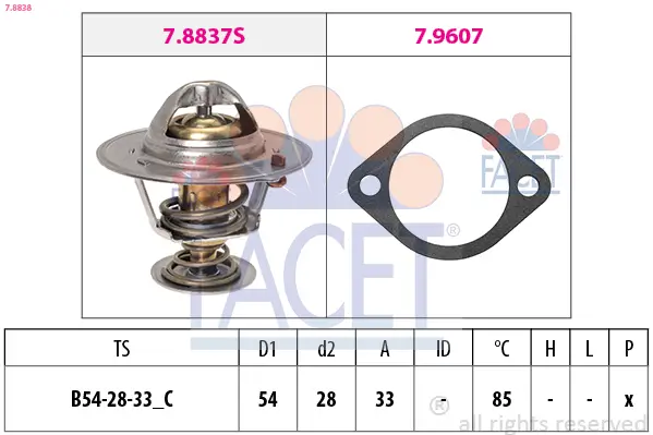 Thermostat, Kühlmittel FACET 7.8838
