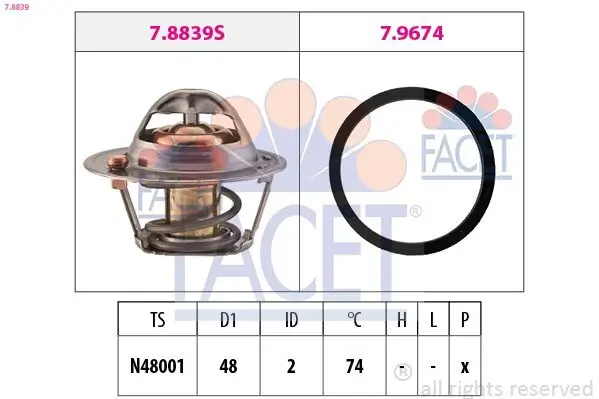 Thermostat, Kühlmittel FACET 7.8839