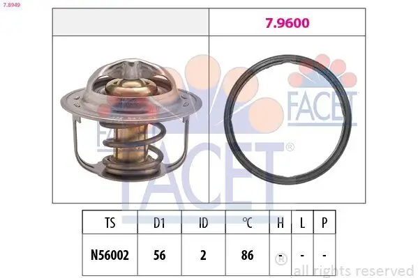 Thermostat, Kühlmittel FACET 7.8949