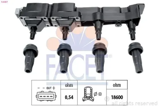 Zündspule FACET 9.6307 Bild Zündspule FACET 9.6307