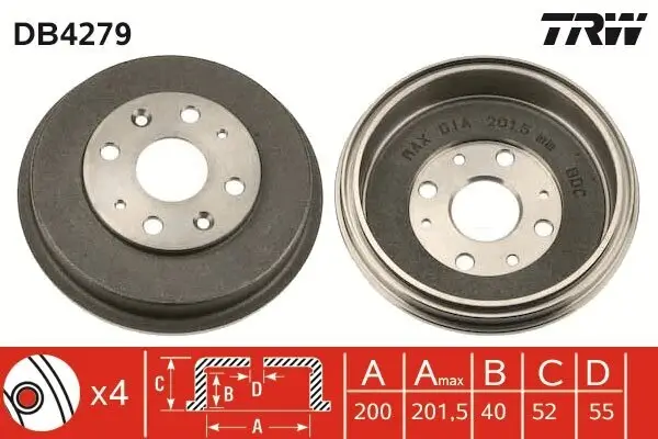 Bremstrommel Hinterachse TRW DB4279