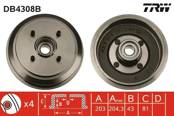 Bremstrommel TRW DB4308B