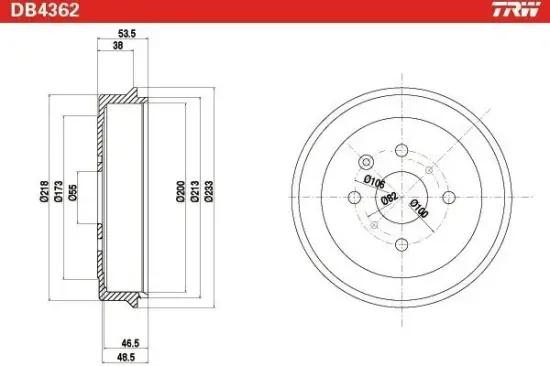 Bremstrommel Hinterachse TRW DB4362 Bild Bremstrommel Hinterachse TRW DB4362