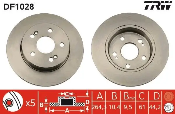 Bremsscheibe Hinterachse TRW DF1028