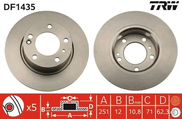 Bremsscheibe Hinterachse TRW DF1435