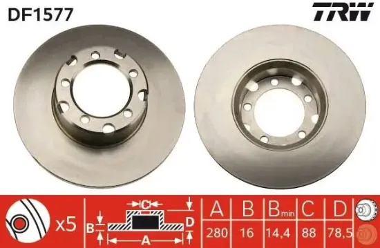 Bremsscheibe TRW DF1577 Bild Bremsscheibe TRW DF1577