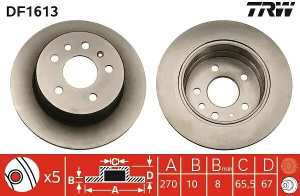 Bremsscheibe Hinterachse TRW DF1613