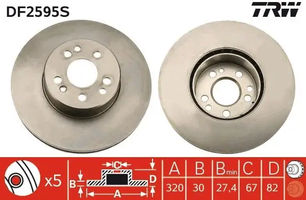 Bremsscheibe TRW DF2595S