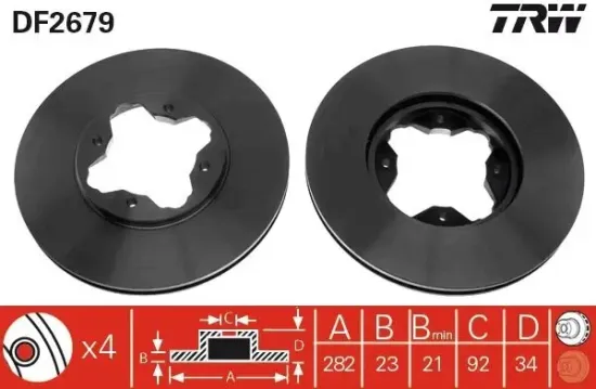 Bremsscheibe Vorderachse TRW DF2679 Bild Bremsscheibe Vorderachse TRW DF2679