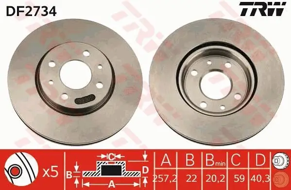 Bremsscheibe TRW DF2734