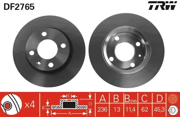 Bremsscheibe Vorderachse TRW DF2765