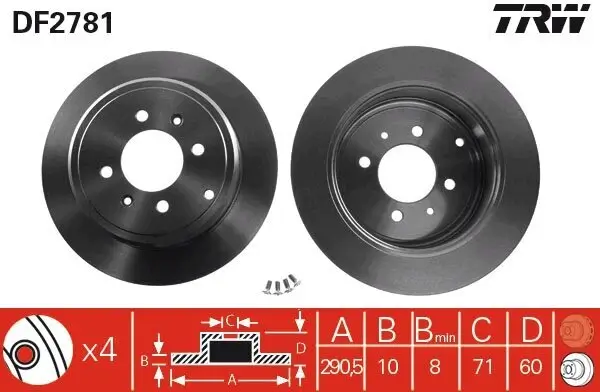 Bremsscheibe Hinterachse TRW DF2781