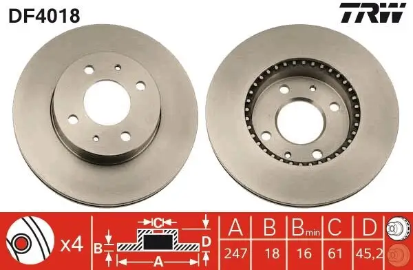 Bremsscheibe TRW DF4018