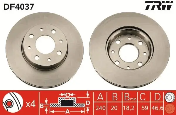 Bremsscheibe TRW DF4037