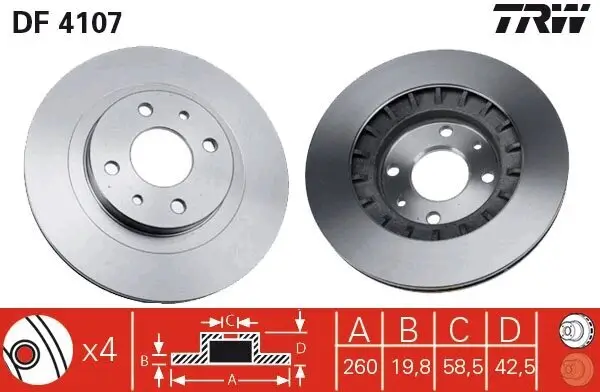 Bremsscheibe Vorderachse TRW DF4107