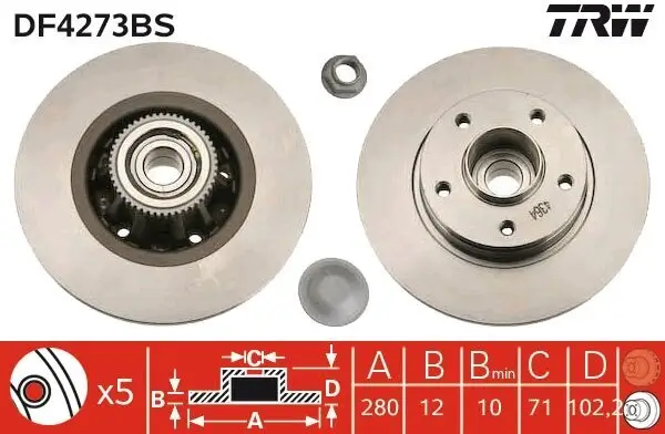 Bremsscheibe Hinterachse TRW DF4273BS