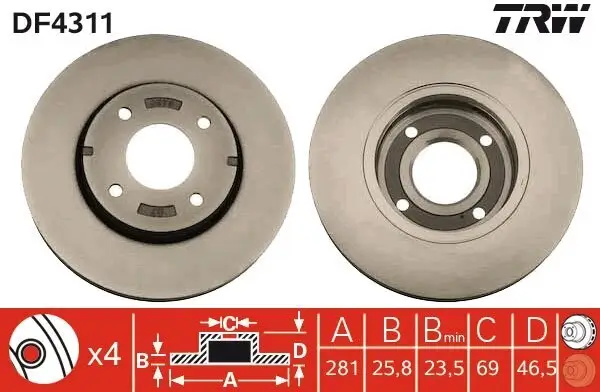 Bremsscheibe TRW DF4311