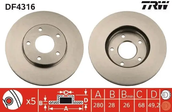 Bremsscheibe TRW DF4316