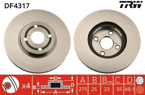 Bremsscheibe TRW DF4317