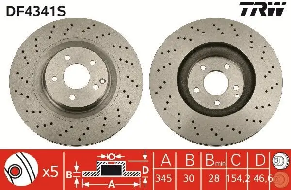 Bremsscheibe TRW DF4341S