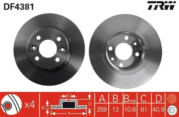 Bremsscheibe TRW DF4381