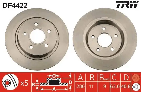 Bremsscheibe TRW DF4422