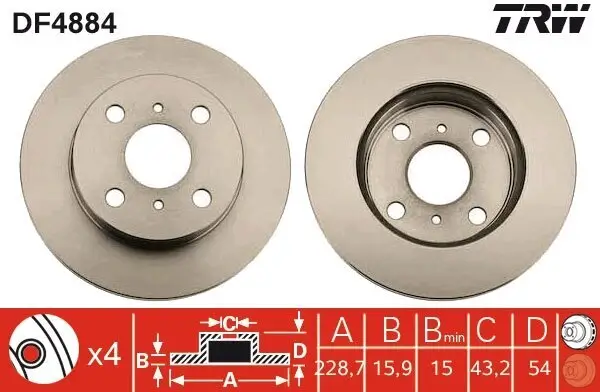 Bremsscheibe Vorderachse TRW DF4884