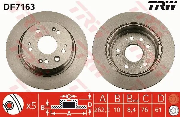 Bremsscheibe Hinterachse TRW DF7163