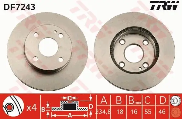 Bremsscheibe Vorderachse TRW DF7243